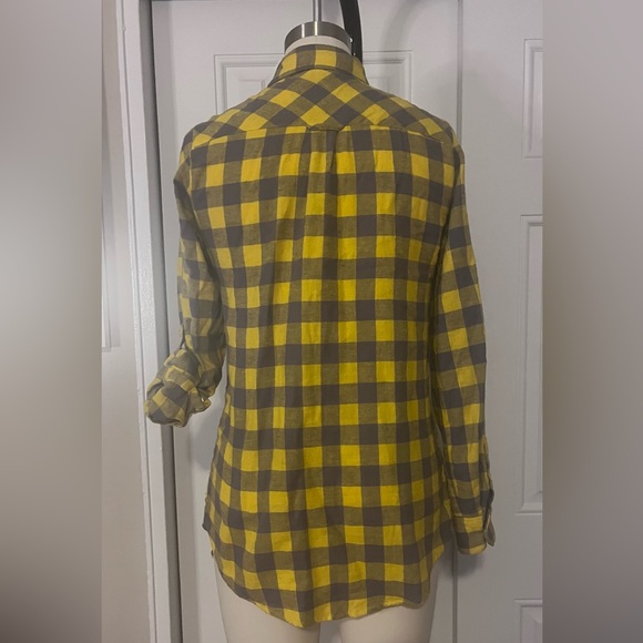 Yellow and gray gingham button down shirt - Picture 5 of 8